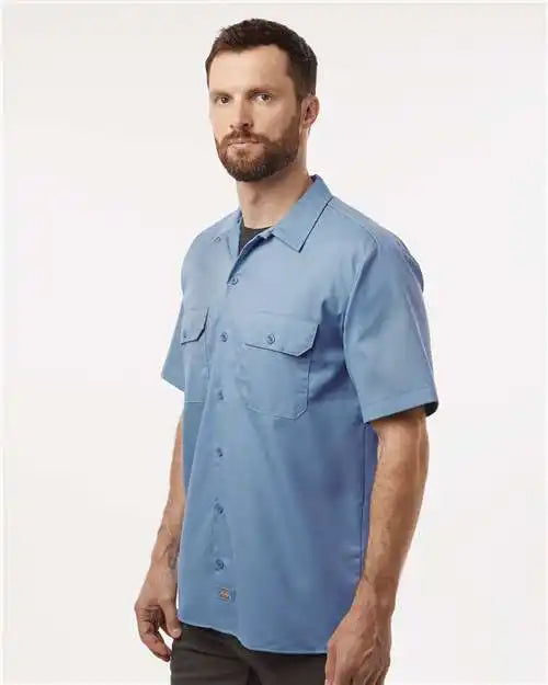 Dickies 2574t Short Sleeve Work Shirt - Tall Sizes - Gulf Blue