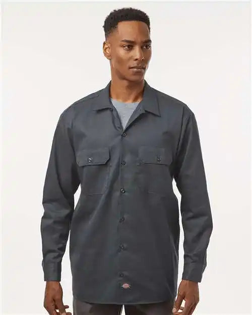 Dickies 5574t Long Sleeve Work Shirt - Tall Sizes - Charcoal