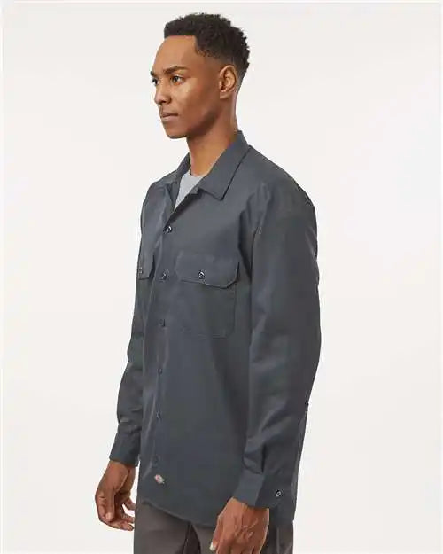 Dickies 5574t Long Sleeve Work Shirt - Tall Sizes - Charcoal