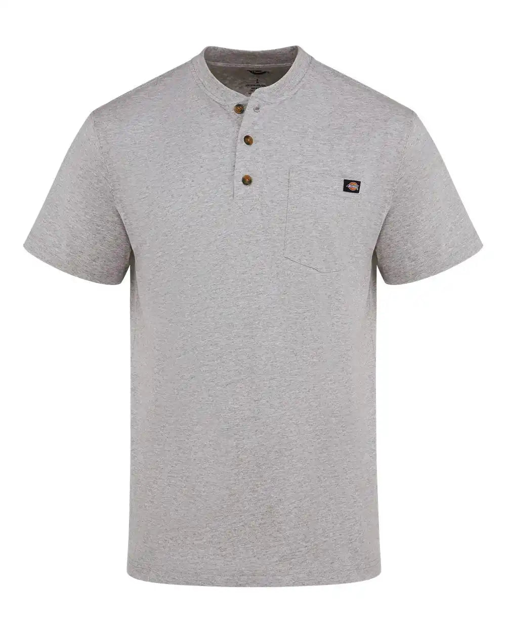 Dickies Ws51 Heavyweight Traditional Short Sleeve Henley - Heather Grey - m