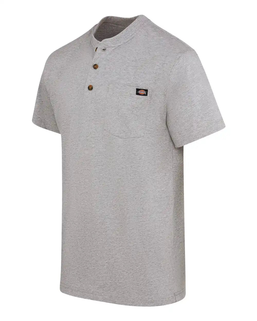 Dickies Ws51 Heavyweight Traditional Short Sleeve Henley - Heather Grey