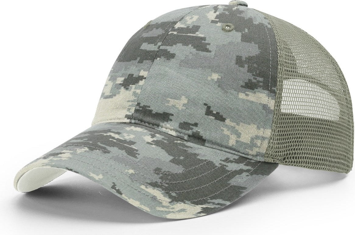 Digital Camo/Light Green Garment Washed Printed Trucker