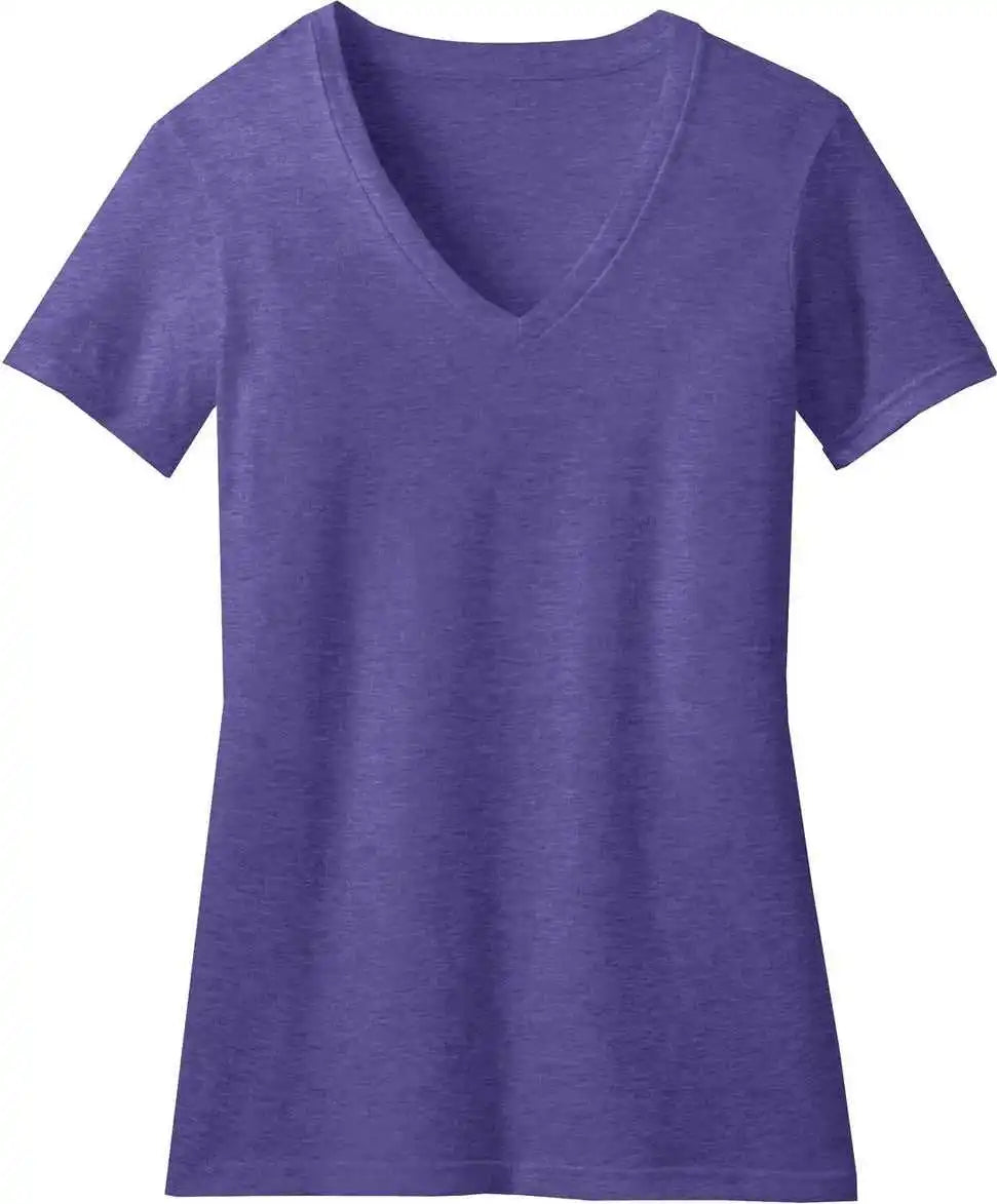 District Dm1190l Women’s Perfect Blend Cvc V-neck Tee - Heather Purple
