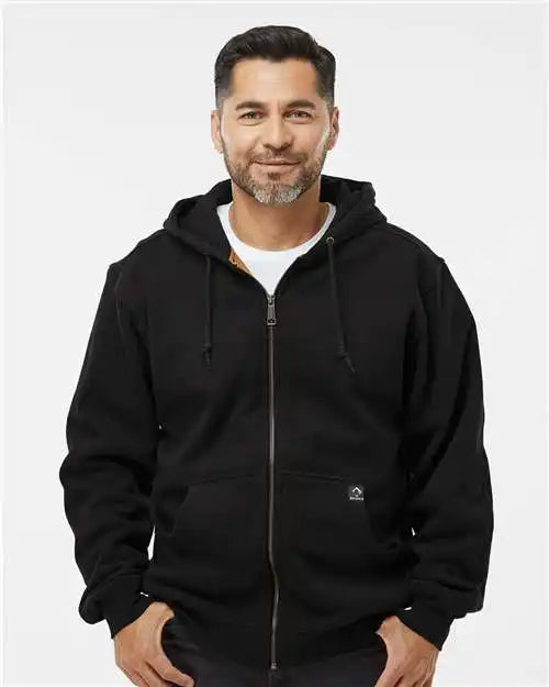 Dri Duck 7033 Crossfire Heavyweight Power Fleece Hooded Jacket with Thermal Lining - Black
