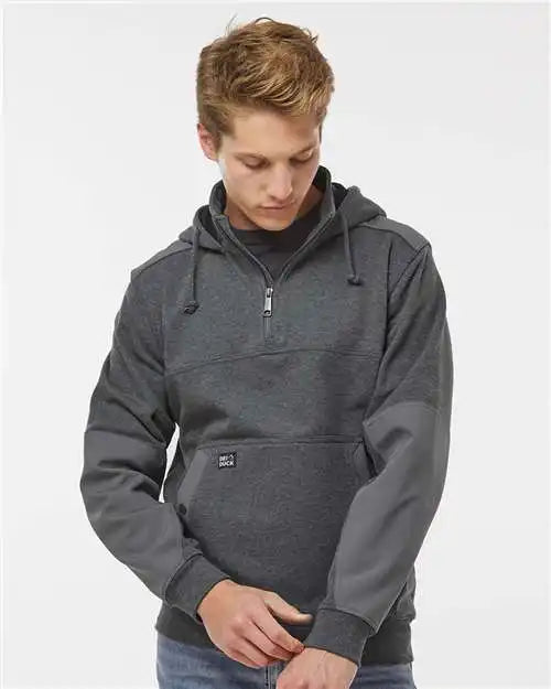 Dri Duck 7349 Mission Quarter-zip Hooded Pullover - Dark Oxford