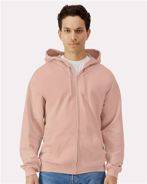 Dusty Rose Softstyle® Full-Zip Hooded Sweatshirt - SF600