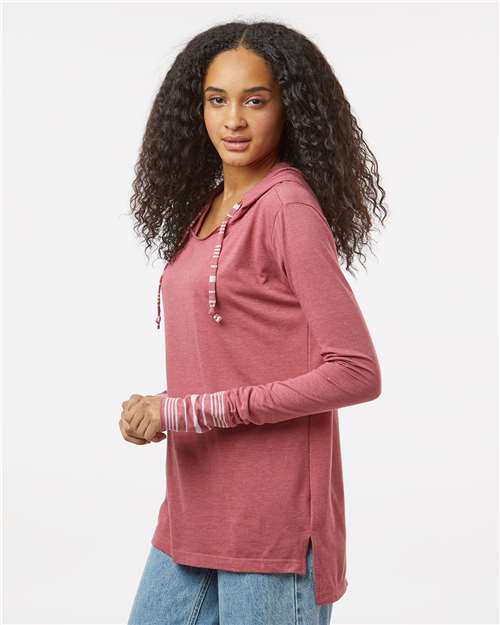 Dusty Rose Women's Heathered Jersey Hooded Tunic - W19439