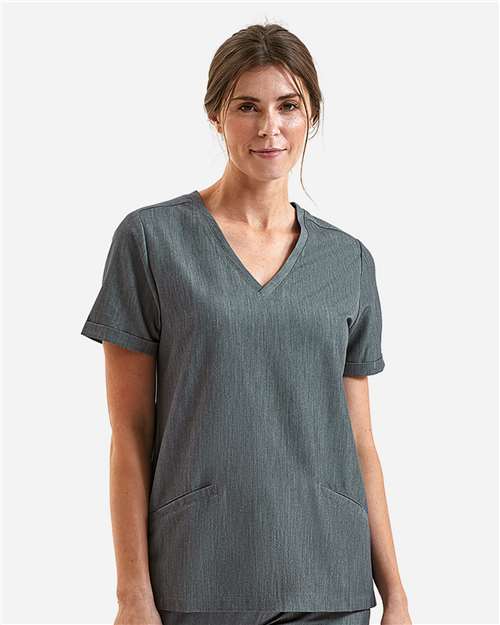 Dynamo Grey Women's Invincible V-Neck Stretch Scrub Top - NN310