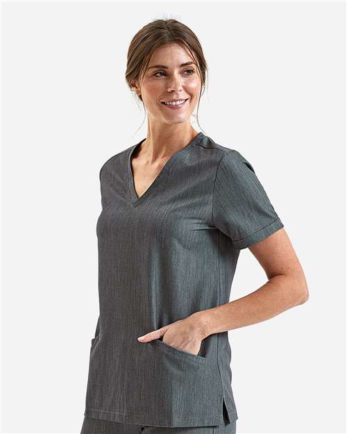 Dynamo Grey Women's Invincible V-Neck Stretch Scrub Top - NN310
