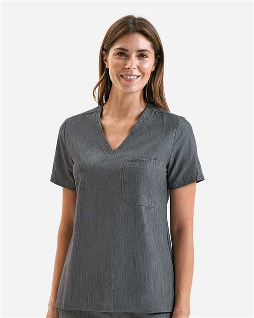 Dynamo Grey Women's Limitless V-Neck Stretch Scrub Top - NN300