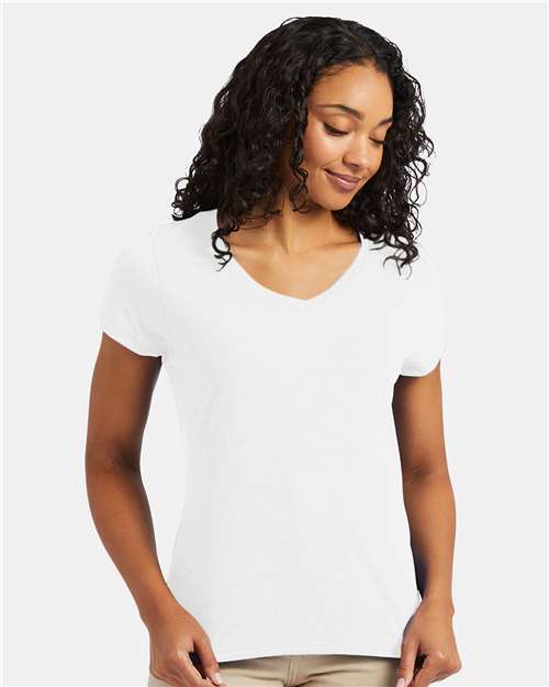 Eco White Perfect-T Women’s Triblend V-Neck T-Shirt - 42VT