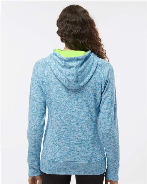 Electric Blue/ Neon Green Women’s Cosmic Fleece Hooded Sweatshirt - 8616