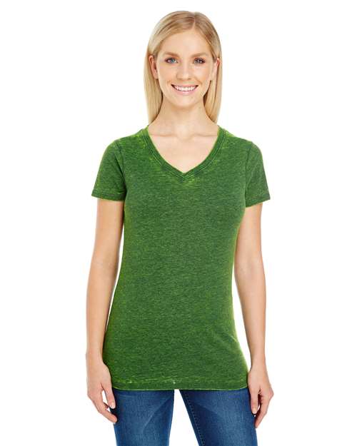 Emerald Women's Cross Dye V-Neck T-Shirt - 215B