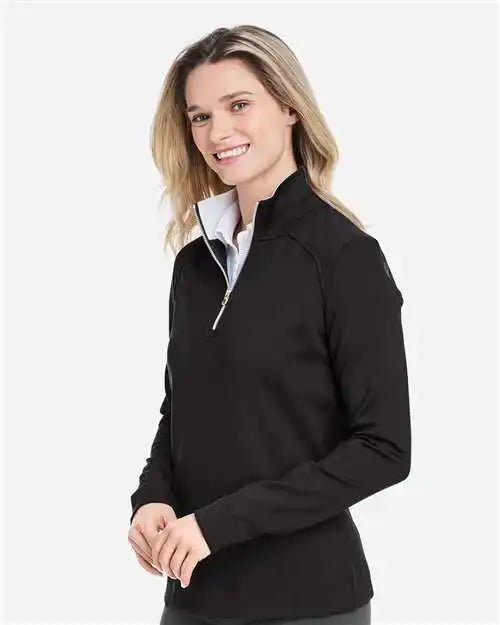 Fairway & Greene F12250 Women’s Wells Quarter-zip Tech Pullover - Black White
