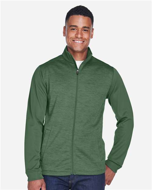 Forest/ Forest Heather Men's Newbury Colorblock Mélange Fleece Full-Zip jacket - DG796