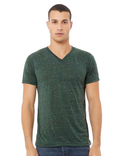Forest Marble Textured Jersey V-Neck Tee - 3655