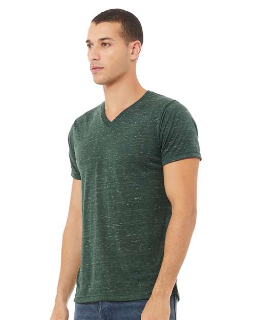 Forest Marble Textured Jersey V-Neck Tee - 3655