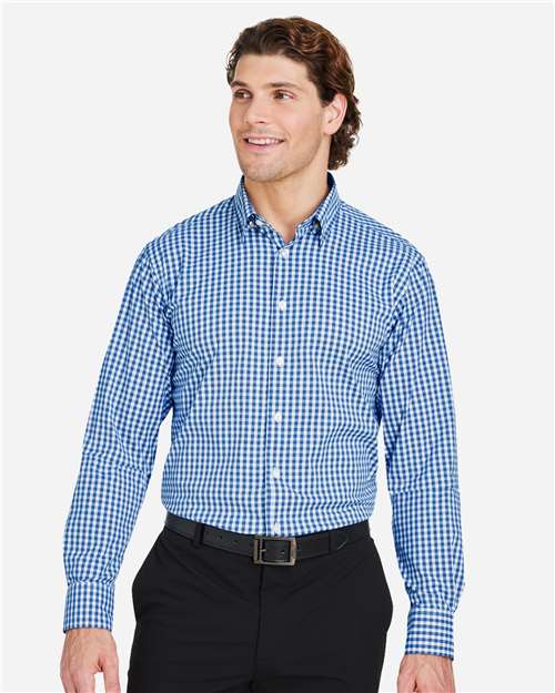 French Blue/ White Men's CrownLux Performance® Gingham Dress Shirt - DG536