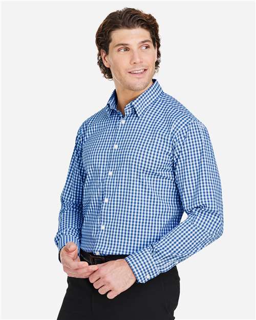 French Blue/ White Men's CrownLux Performance® Gingham Dress Shirt - DG536