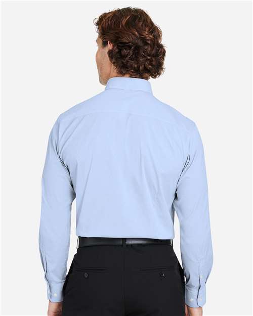 French Blue/ White Men's CrownLux Performance® Microstripe Dress Shirt - DG537