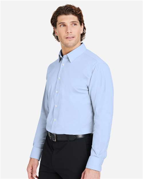 French Blue/ White Men's CrownLux Performance® Microstripe Dress Shirt - DG537