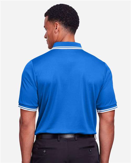 French Blue/ White Men's CrownLux Performance® Plaited Tipped Polo - DG20C