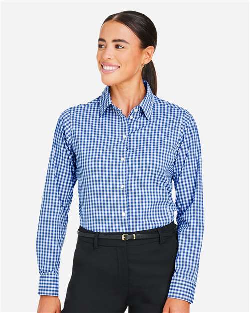 French Blue/ White Women's CrownLux Performance® Gingham Dress Shirt - DG536W