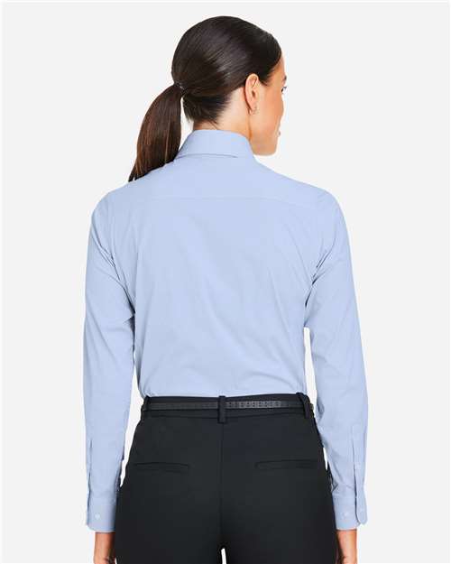 French Blue/ White Women's CrownLux Performance® Microstripe Dress Shirt - DG537W