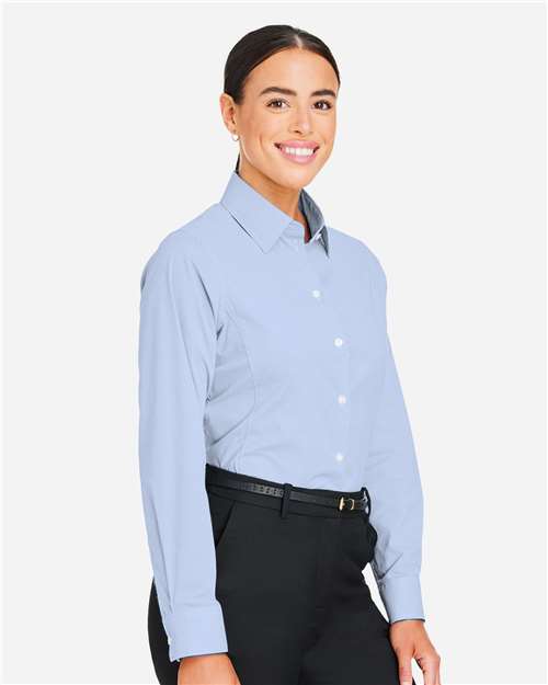 French Blue/ White Women's CrownLux Performance® Microstripe Dress Shirt - DG537W
