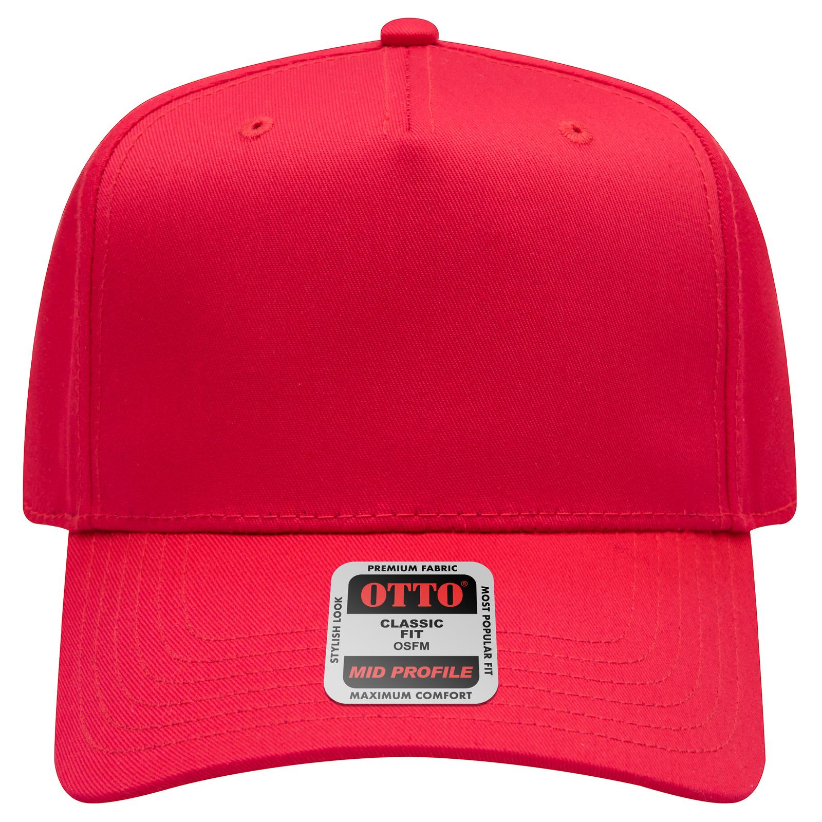 Right View of 002 - Red OTTO CAP 5 Panel Mid Profile Baseball Cap