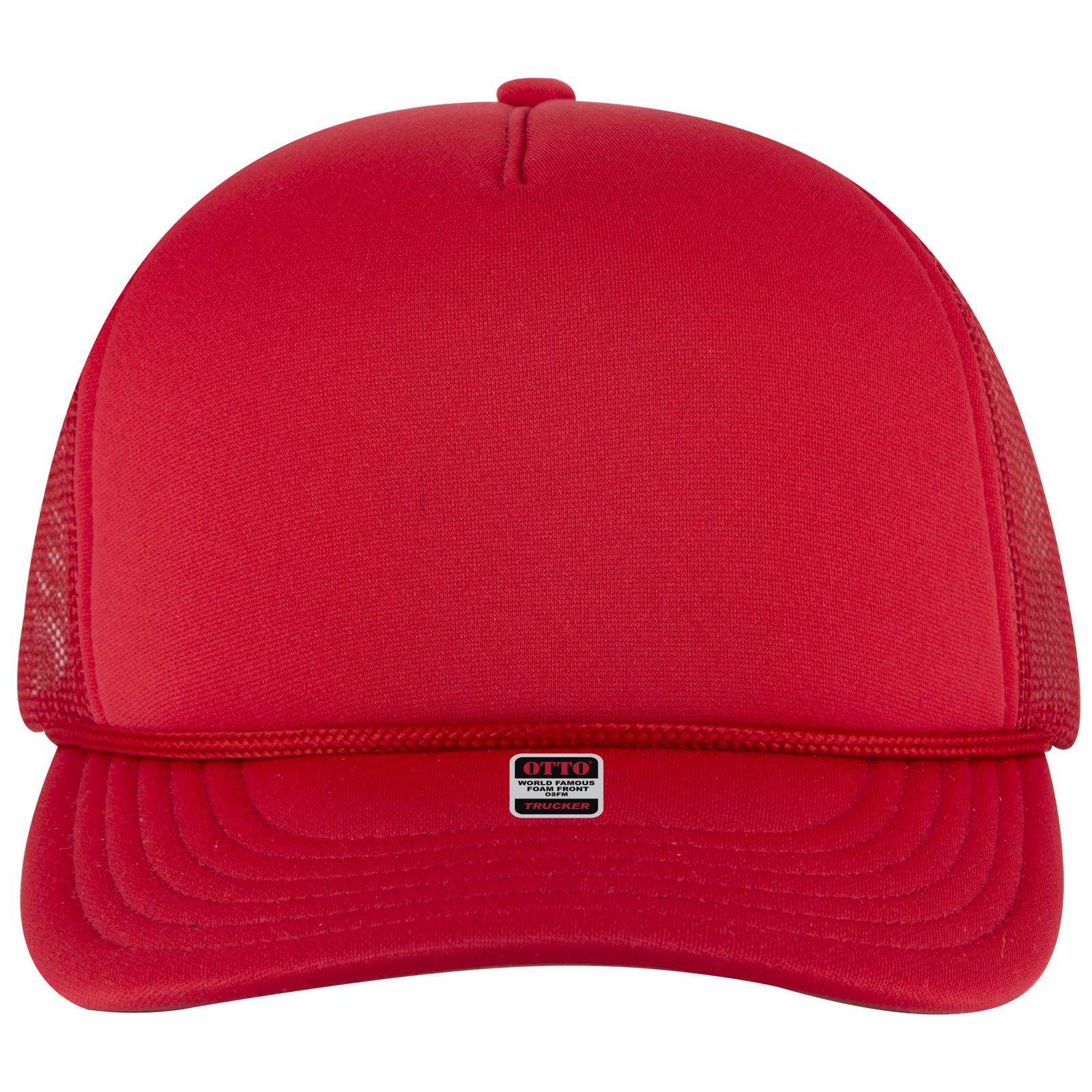 Right View of 002 - Red OTTO CAP 5 Panel Pro Style Mesh Back Trucker Hat