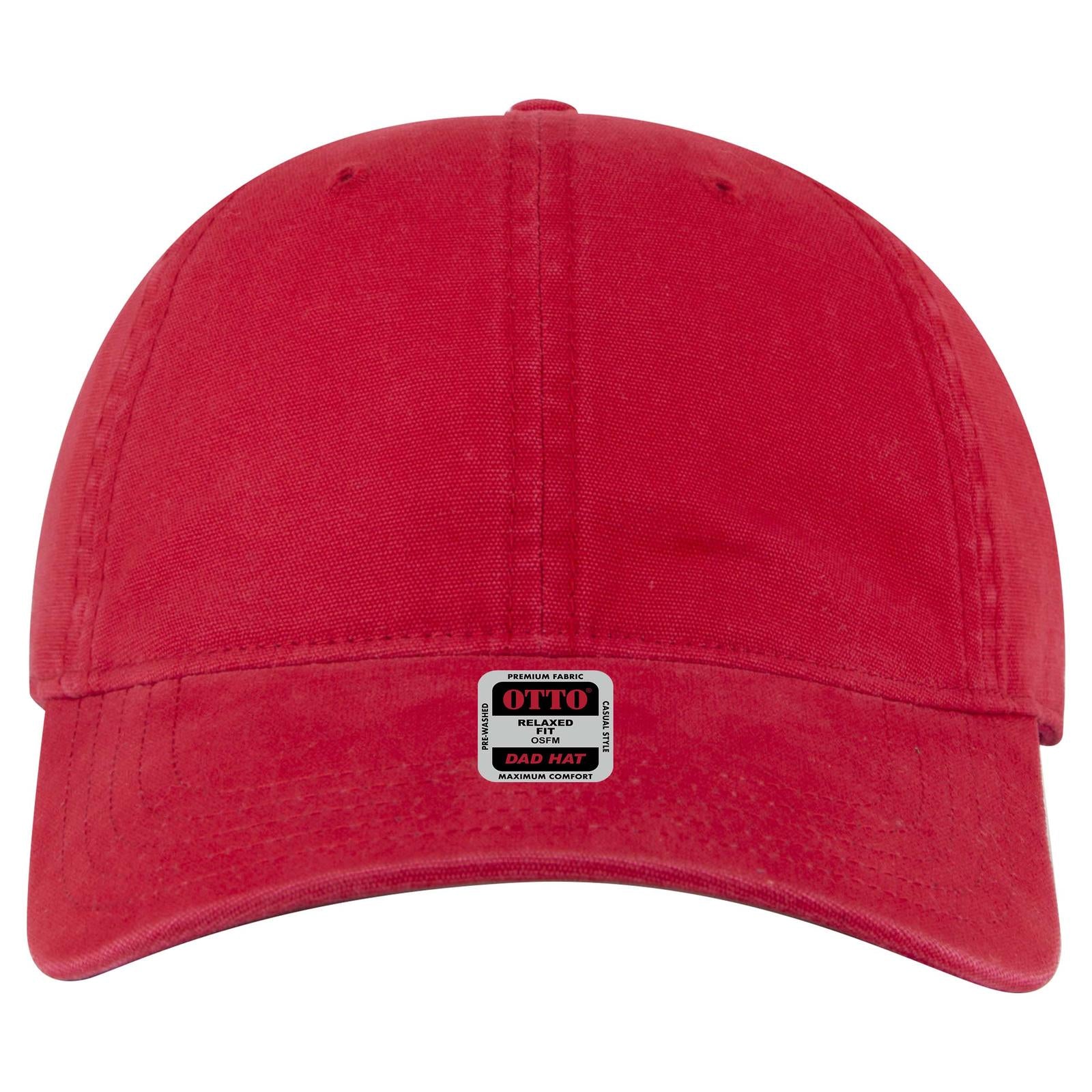 Right View of 002 - Red OTTO CAP 6 Panel Low Profile Dad Hat