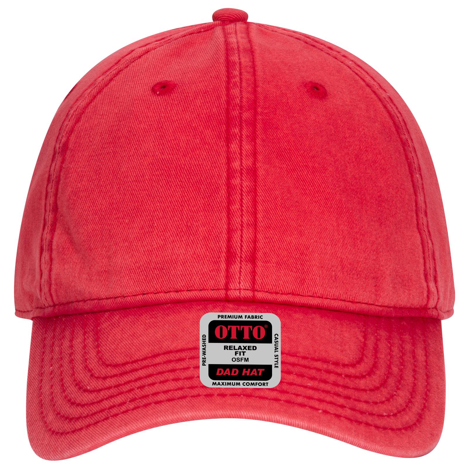 Right View of 002 - Red OTTO CAP 6 Panel Low Profile Dad Hat