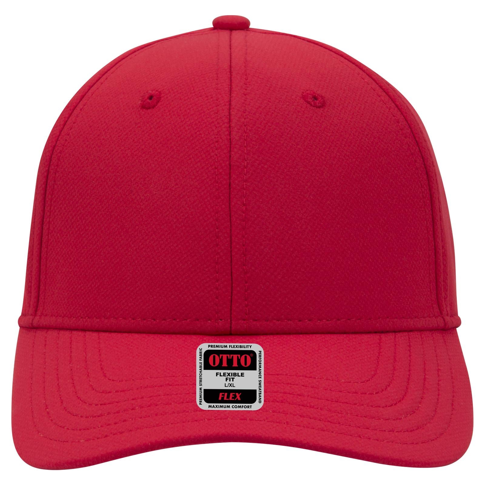Front View of 002 - Red OTTO CAP "OTTO FLEX" Fitted UPF 50+ 6 Panel Low Profile Baseball Cap