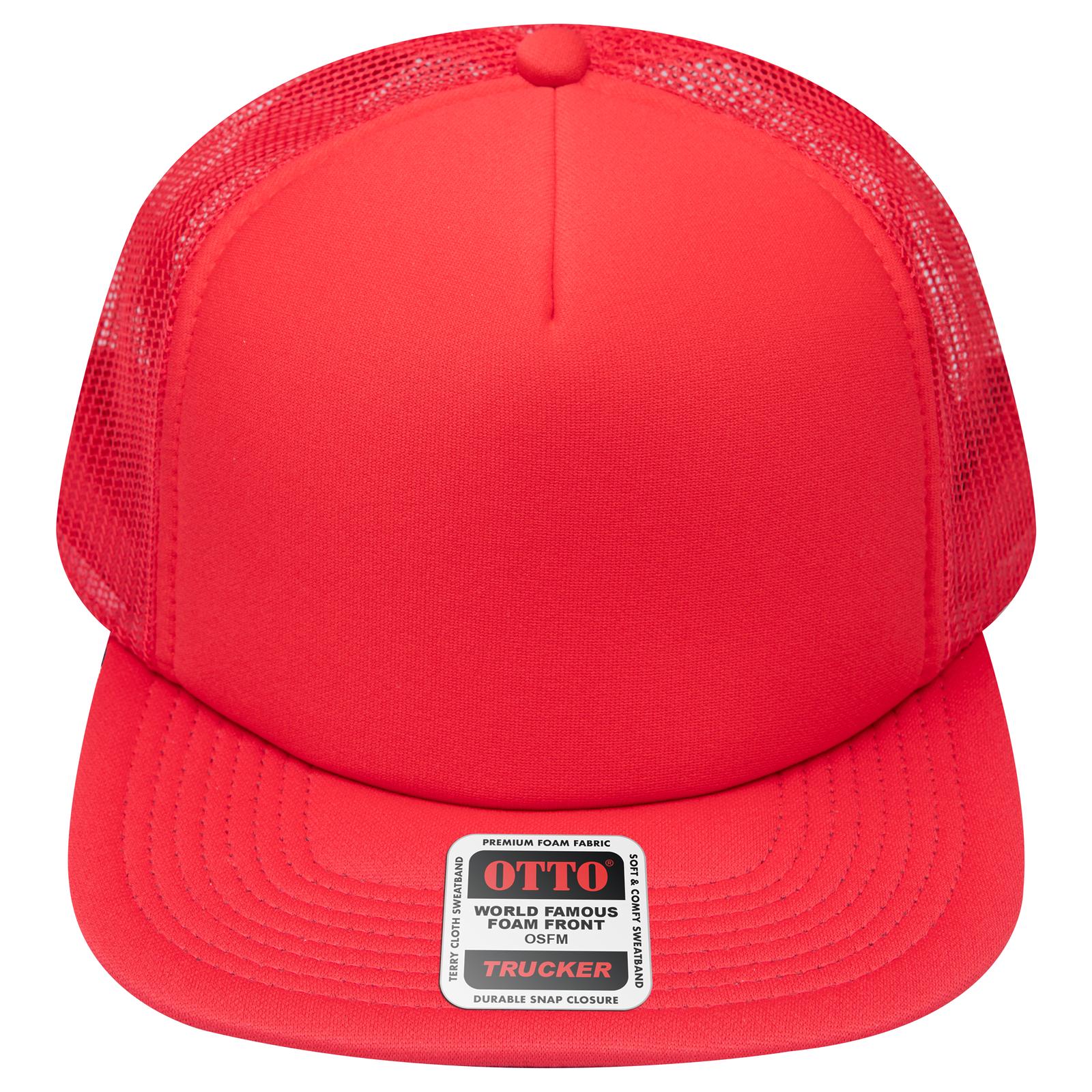 Right View of 002 - Red OTTO CAP "OTTO SNAP" 5 Panel High Crown Mesh Back Trucker Snapback Hat