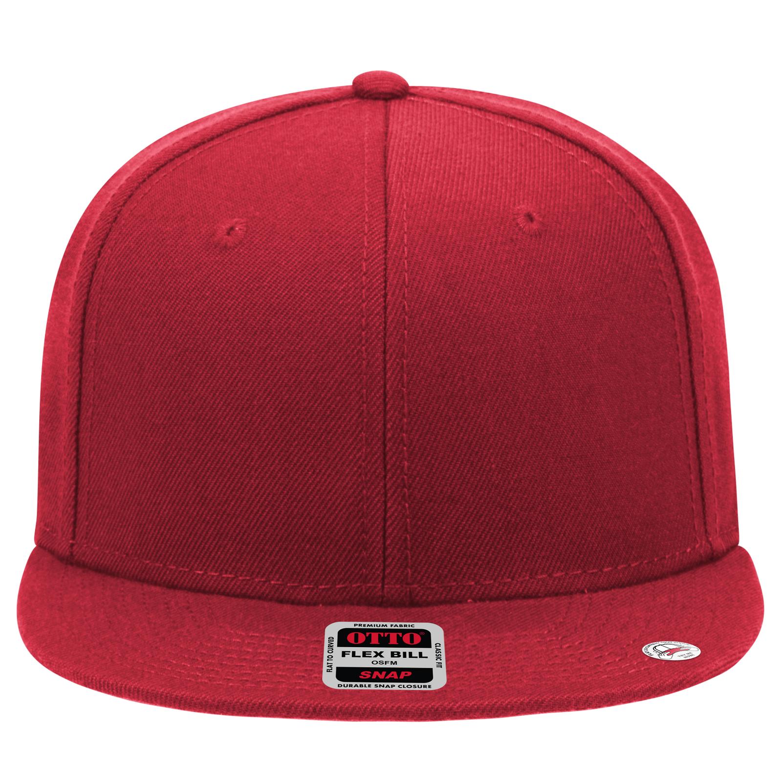 Front View of 002 - Red OTTO CAP "OTTO SNAP" 6 Panel Pro Style Snapback Hat