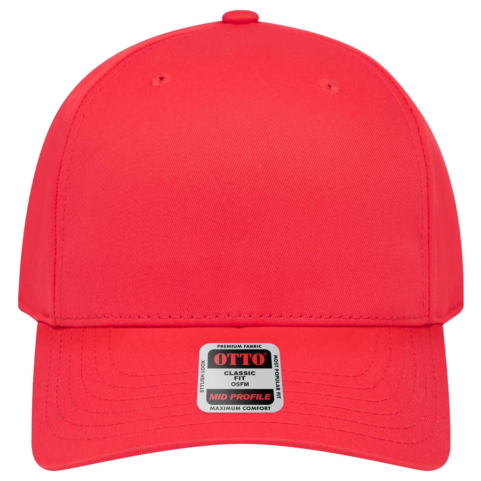 Right View of 002 - Red OTTO CAP Seamless 6 Panel Mid Profile Baseball Cap
