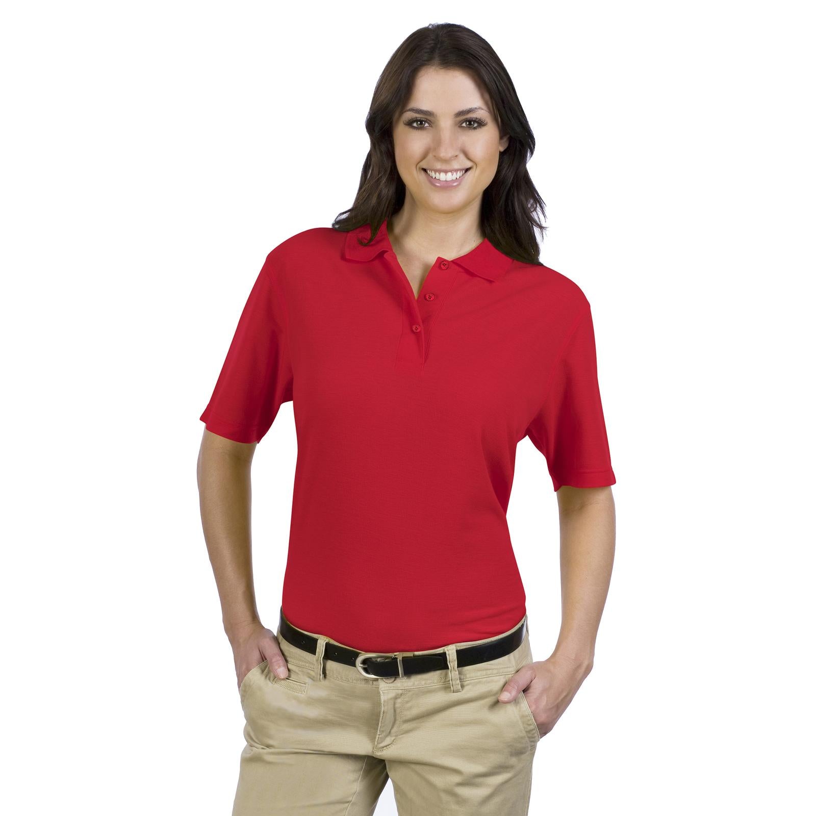 Front View of 002 - Red OTTO Ladies' Comfortable Sport Shirt