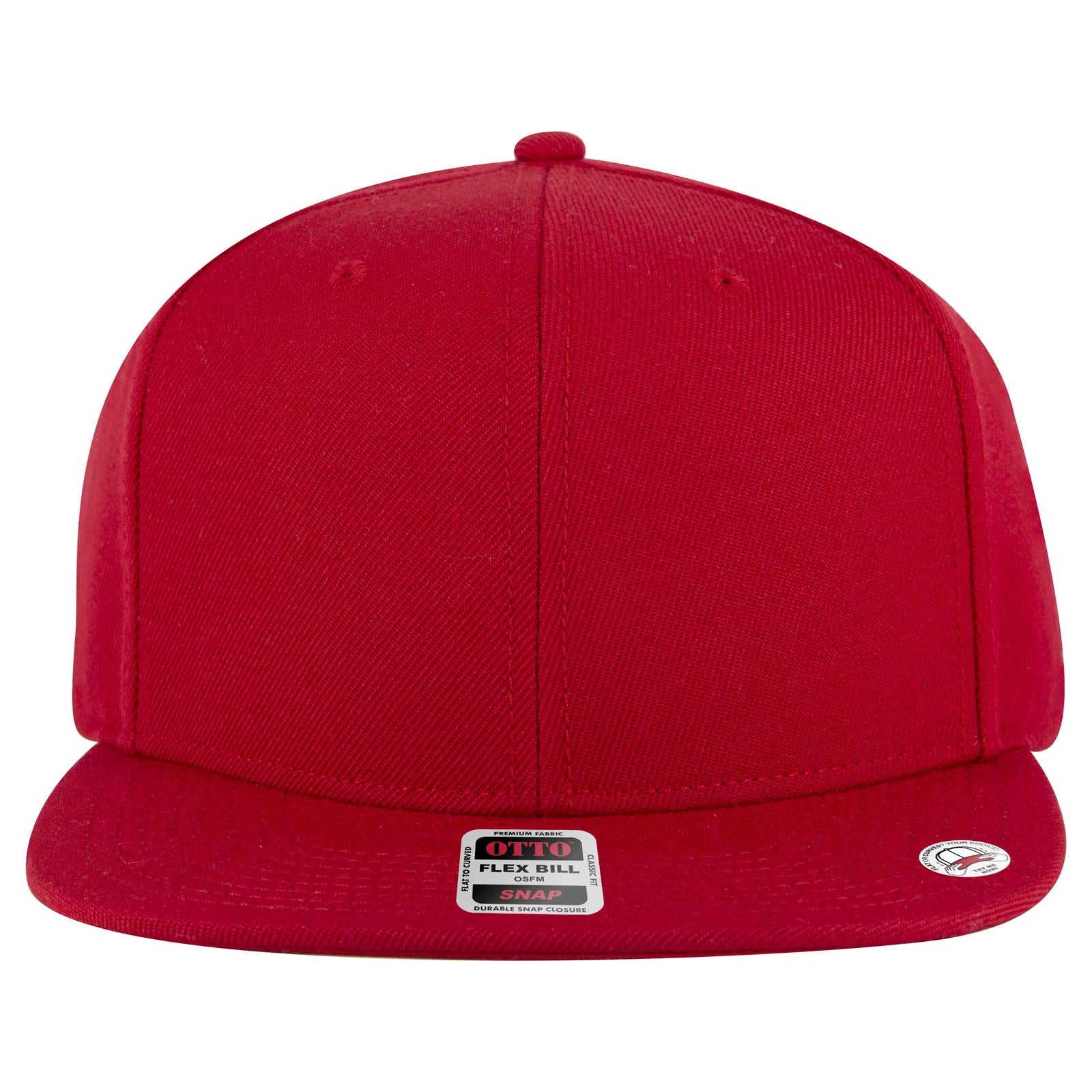 Front View of 002B - Red OTTO CAP "OTTO SNAP" 6 Panel Pro Style Snapback Hat