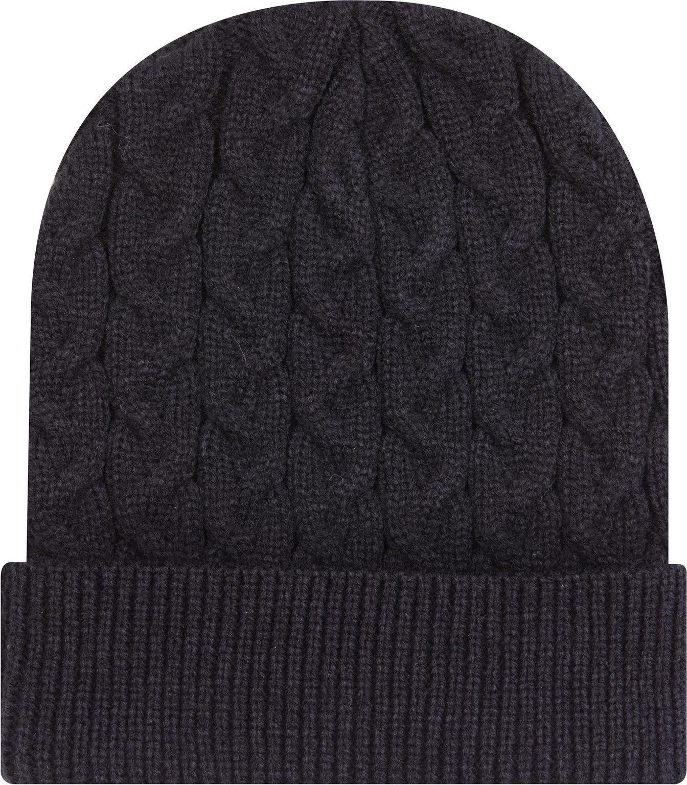 Front View of 003 - Black OTTO CAP 12" Cable Knit Beanie w/ Rib Knit Cuff