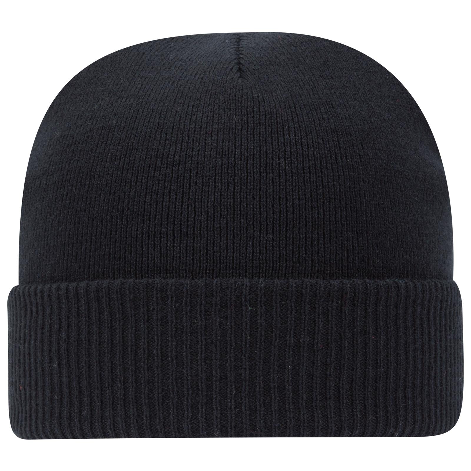 Front View of 003 - Black OTTO CAP 12" Classic Knit Beanie w/ Rib Knit Cuff