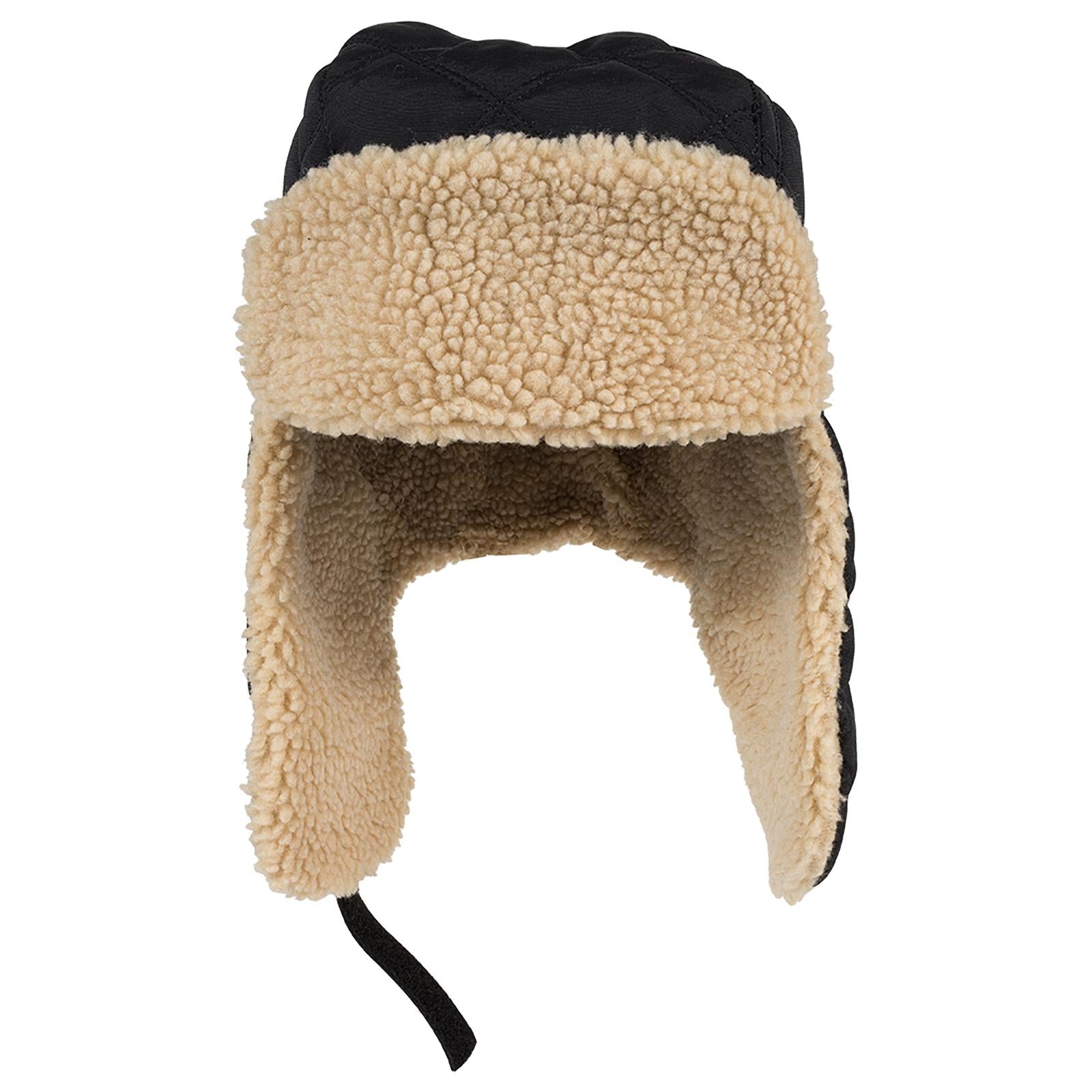 Front View of 003 - Black OTTO CAP 3 Panel Trapper Hat