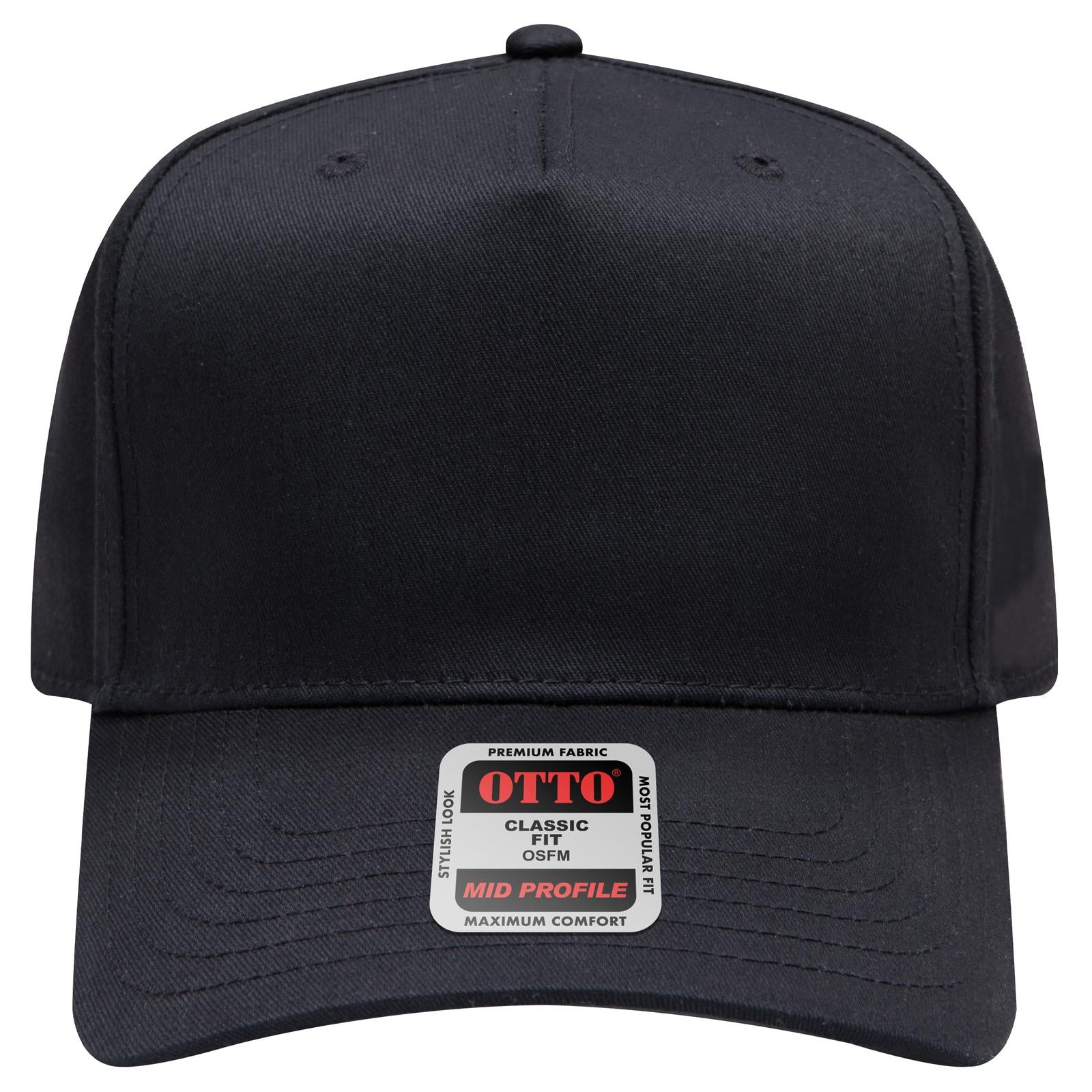Right View of 003 - Black OTTO CAP 5 Panel Mid Profile Baseball Cap