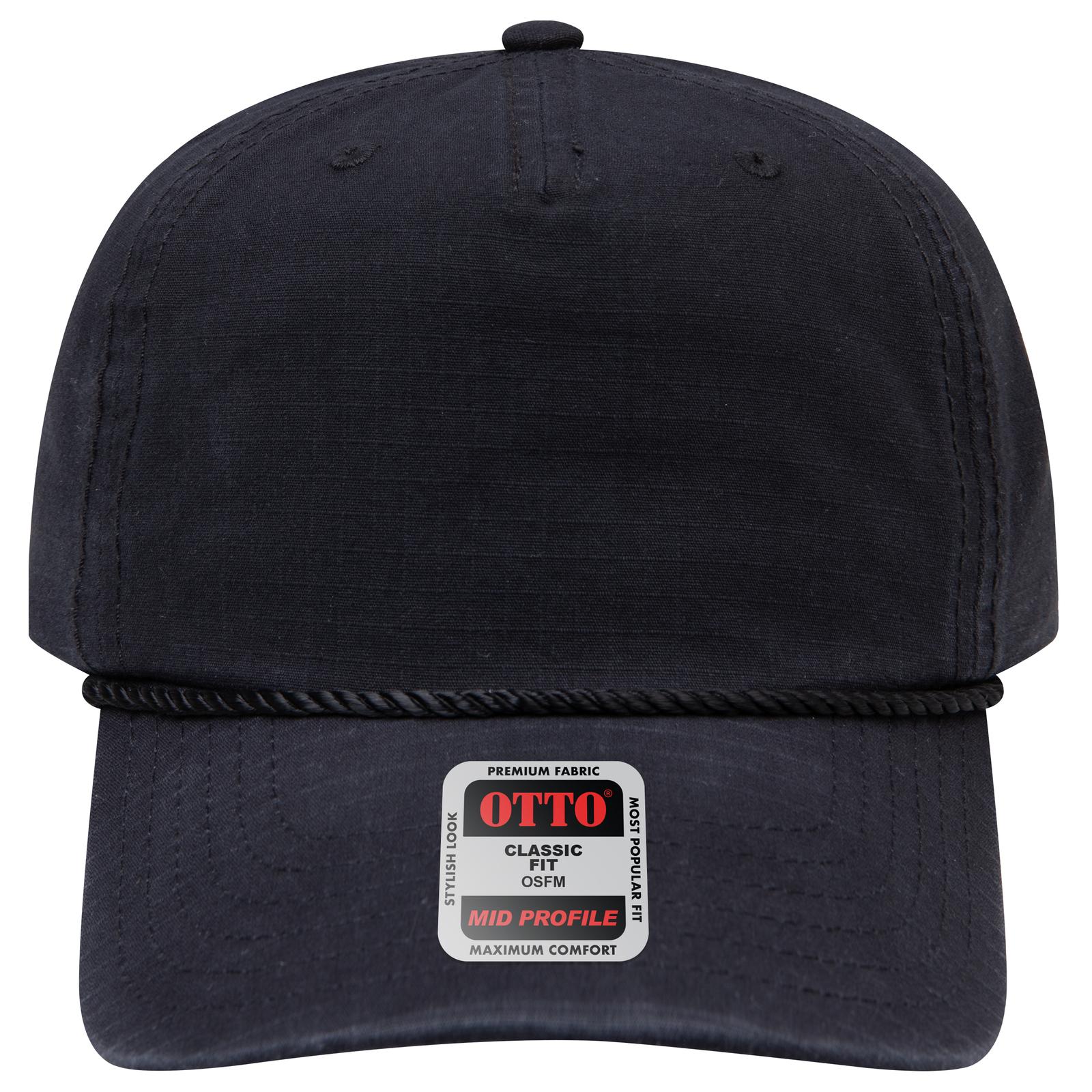 Right View of 003 - Black OTTO CAP 5 Panel Mid Profile Baseball Hat