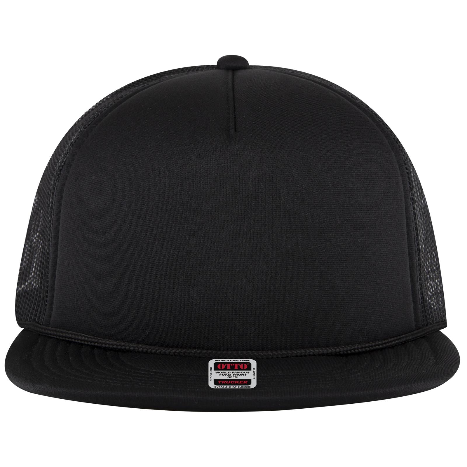Right View of 003 - Black OTTO CAP 5 Panel Pro Style Mesh Back Trucker Hat