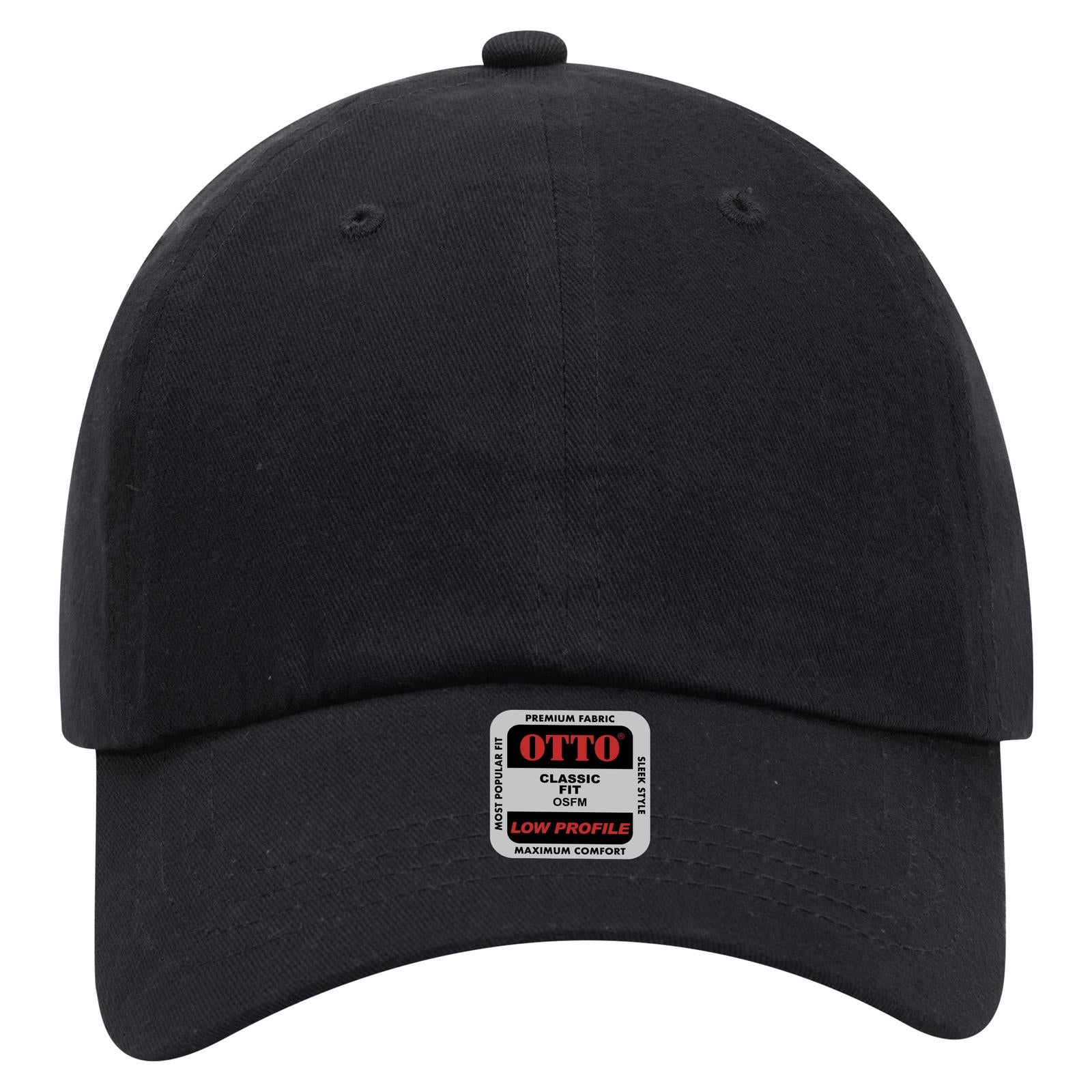 Right View of 003 - Black OTTO CAP 6 Panel Low Profile Baseball Cap