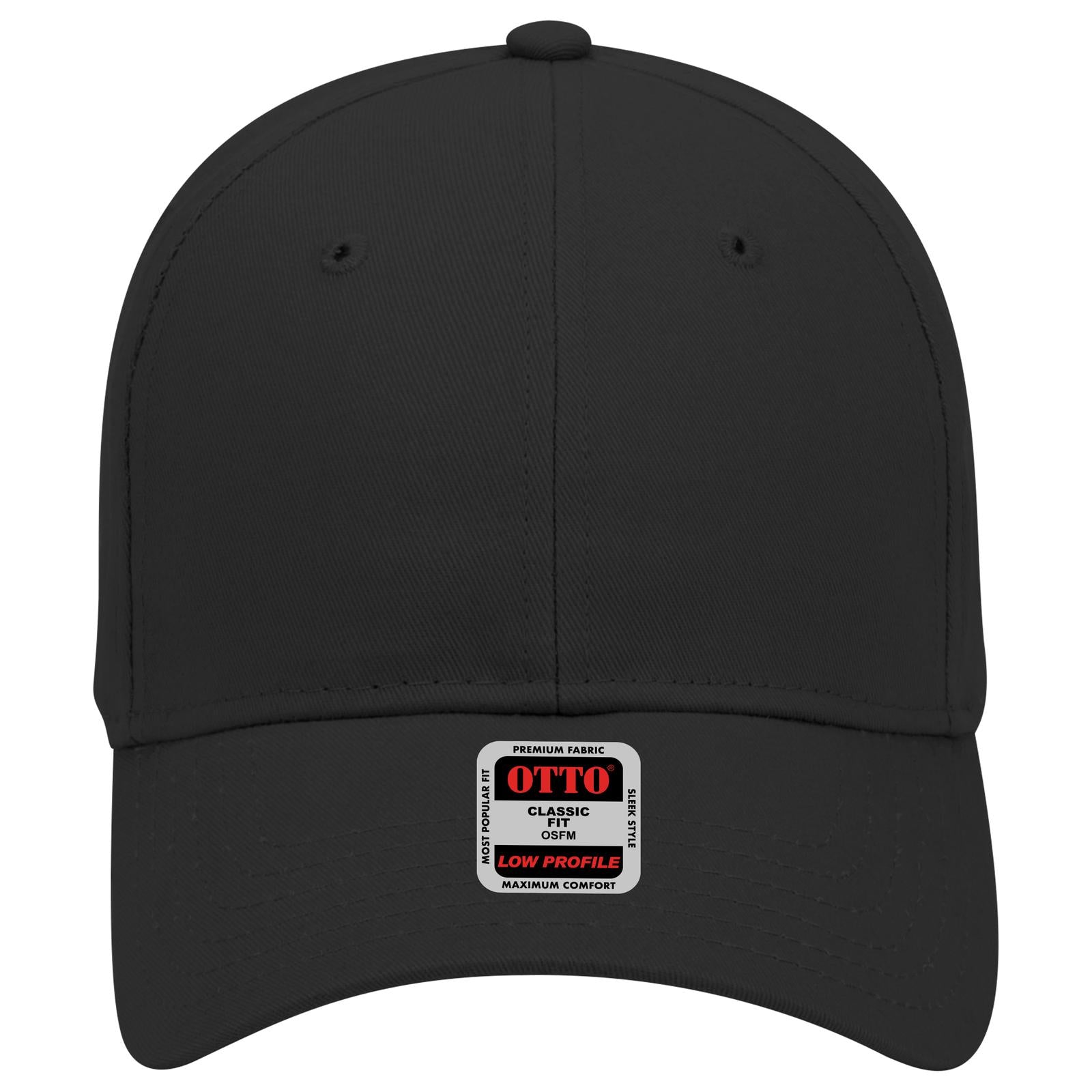 Right View of 003 - Black OTTO CAP 6 Panel Low Profile Baseball Cap