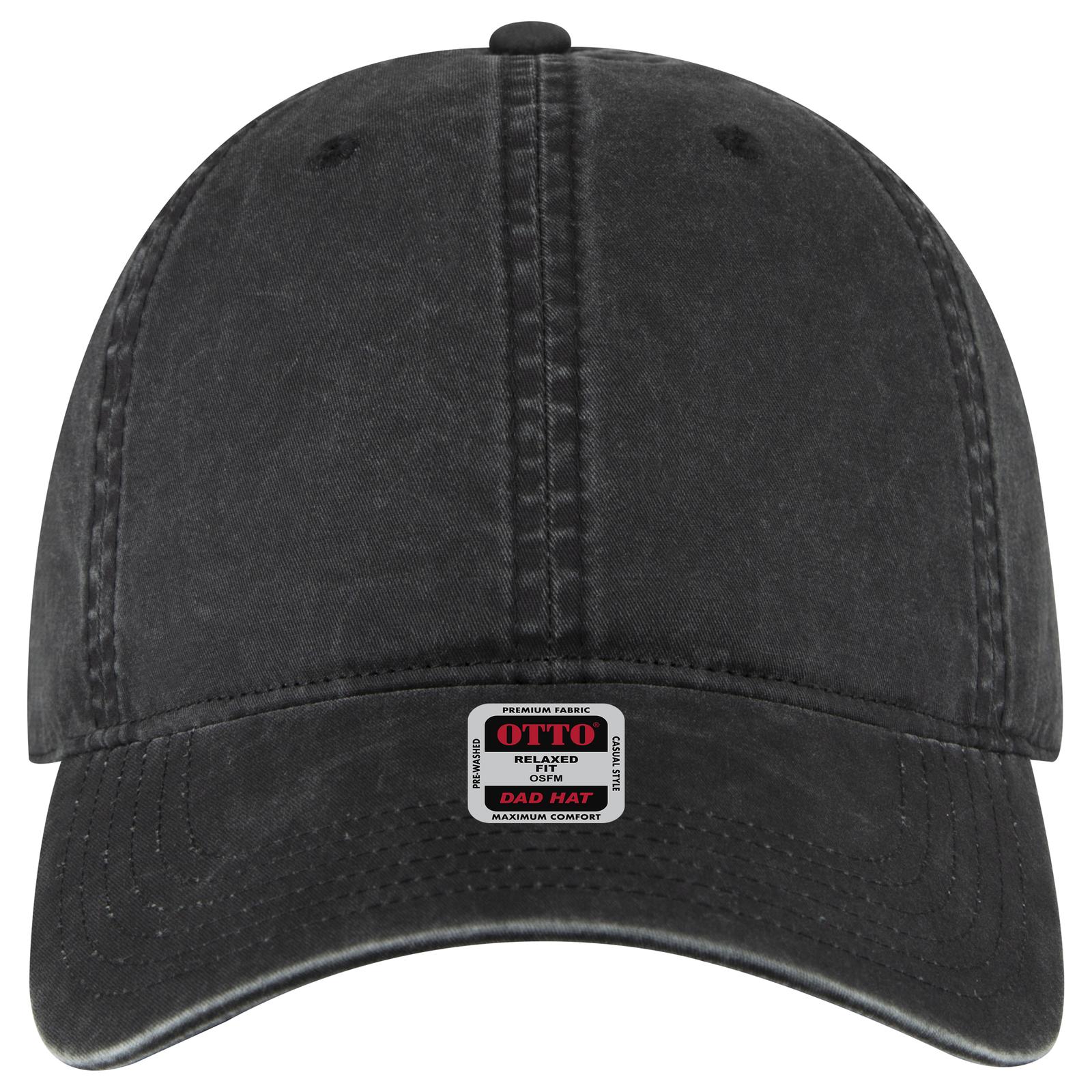 Front View of 003 - Black OTTO CAP 6 Panel Low Profile Dad Hat