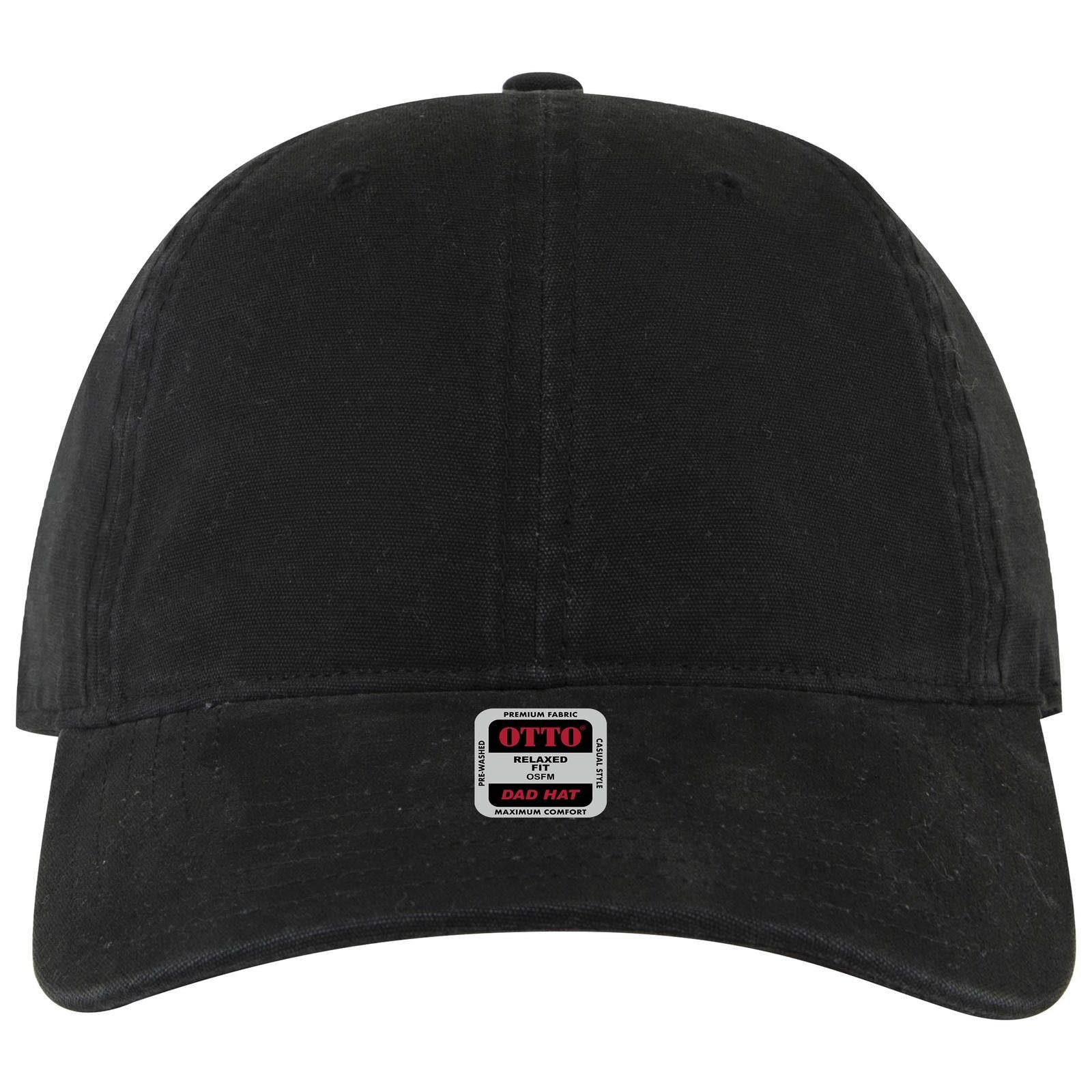Right View of 003 - Black OTTO CAP 6 Panel Low Profile Dad Hat