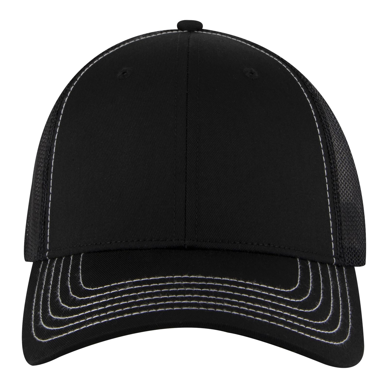 Right View of 003 - Black OTTO CAP 6 Panel Low Profile Mesh Back Trucker Hat